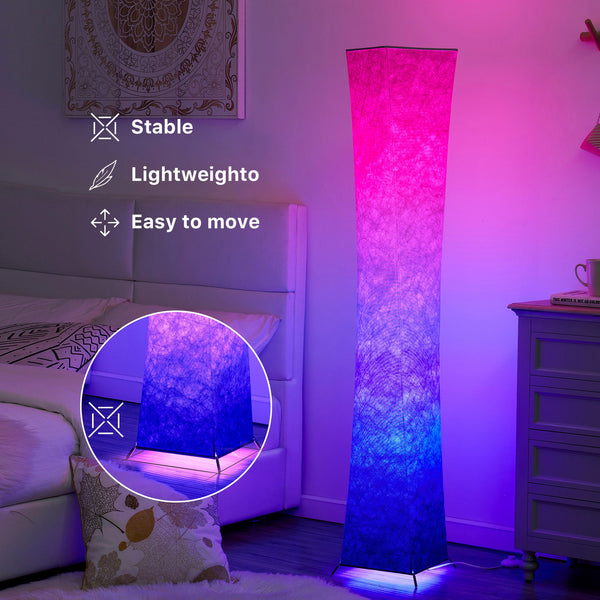 CHIPHY 64" RGBW Color Changing LED Floor Lamp with white lampshade